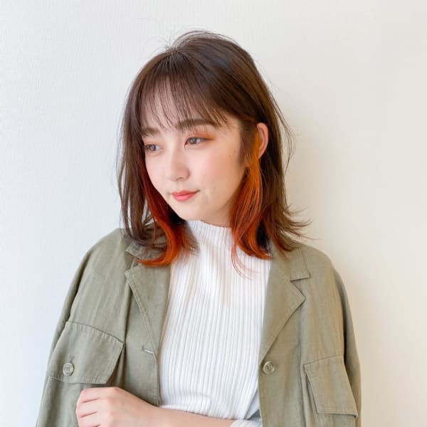 インナーカラー、オレンジ