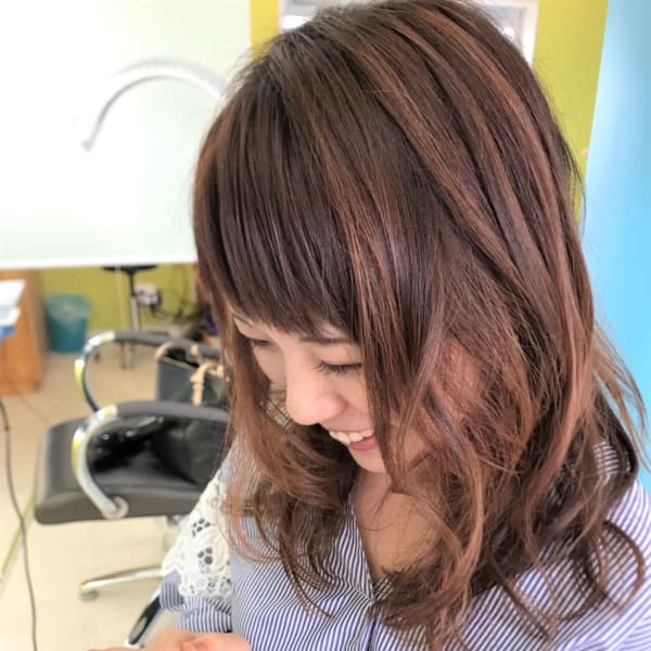 髪質改善トリートメント+毛先カール+ハイライト+バイオレット