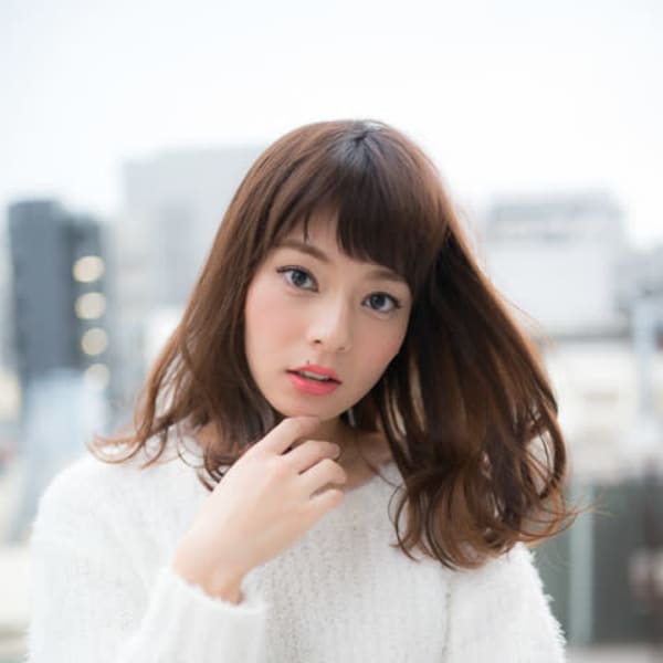 ラウンドバングゆるパーマ