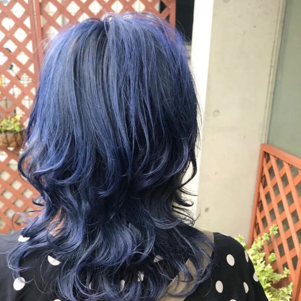 ネイビーブルーのロングウルフ