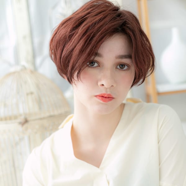 くせ毛風フェミニン*センターパート大人ボブ ローライト