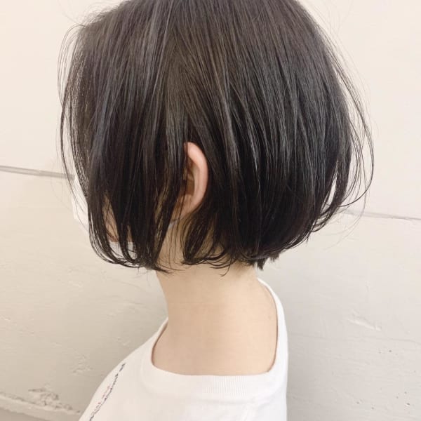 大人かわいい小顔丸みのあるショートボブ　20代30代40代　