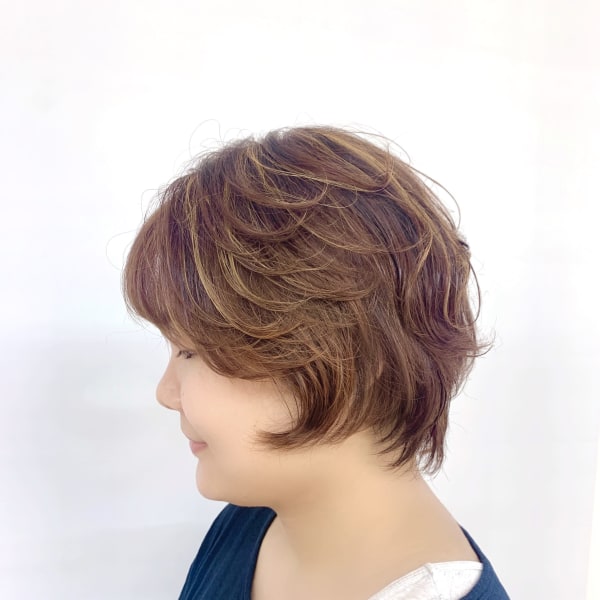 [QUALIS]ショート/ハイライト/ショートボブ/オレンジ