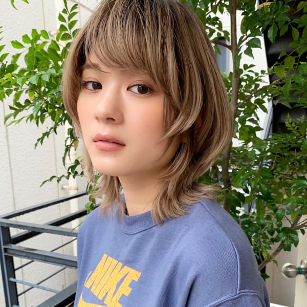 【山田】透明感抜群シアベージュマッシュレイヤーウルフy146