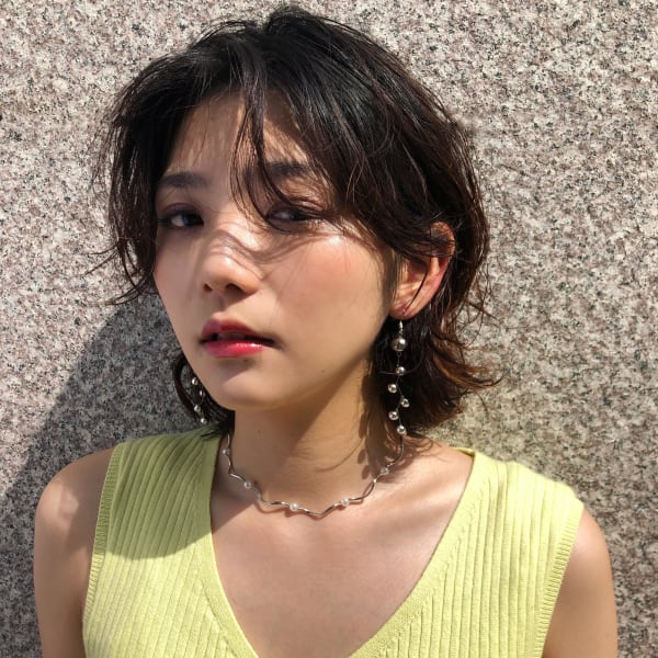 【ショートボブ松根】大人可愛いお洒落ウルフ風パーマボブ