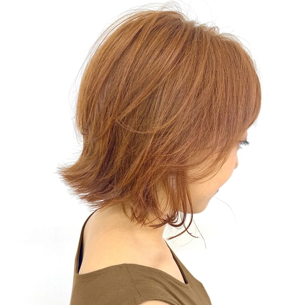 [QUALIS]ショート/ボブ/外ハネ/オレンジ/レイヤー