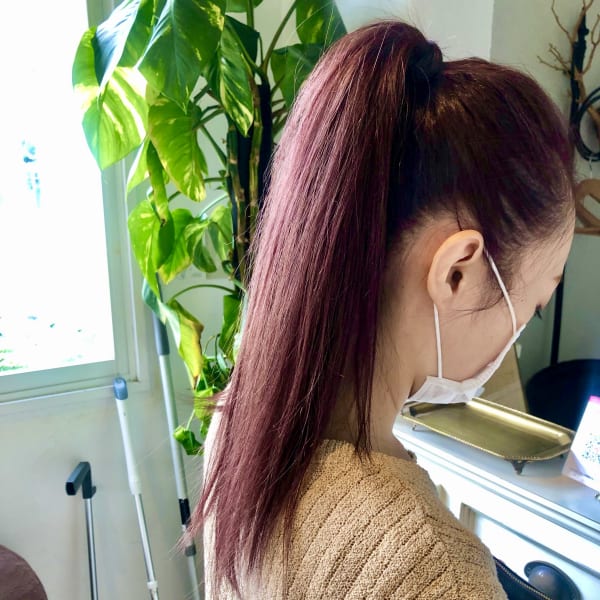 ブリーチ無し！透明感のあるレッドバイオレットカラー♪