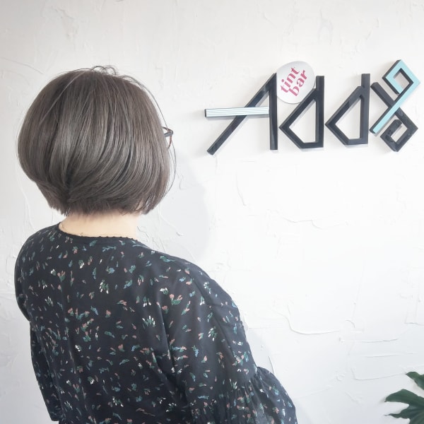 ミニボブ　白髪染めグレーカラー　【伊勢崎市　美容室】