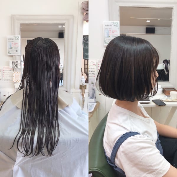 ナチュラルボブのビフォーアフター|manon hair design..