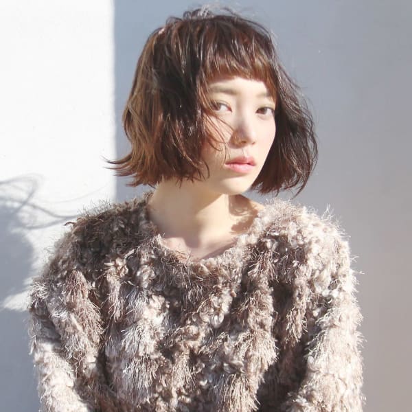 大人かわいい☆オン眉小顔ナチュラルボブ