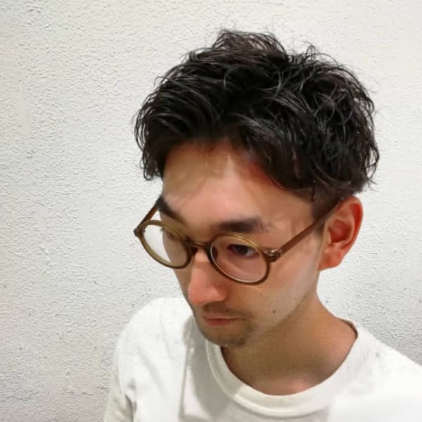 メガネ×ビジネス×パーマ【Ash元住吉店ヘアスタイル】