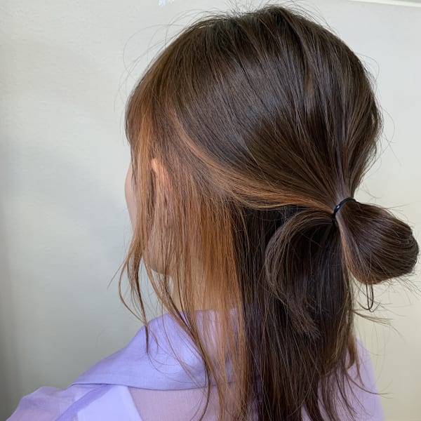 【お客様スタイル】アレンジがかわいいオレンジインナーカラー