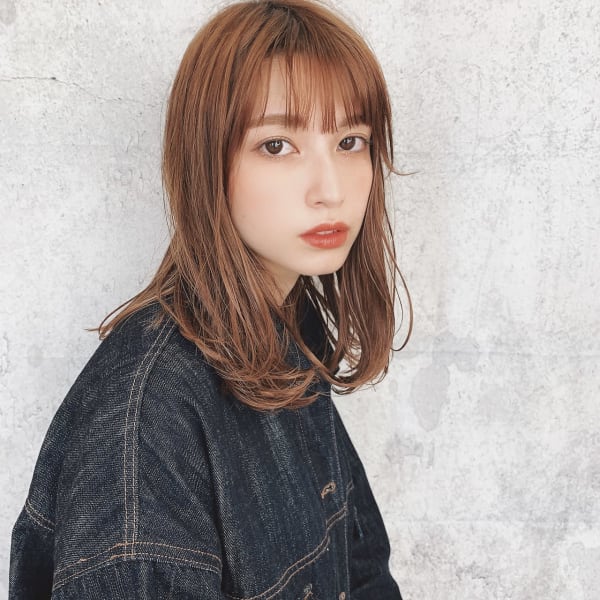 20代30代40代シースルー前髪ヘルシーオレンジベージュ小顔