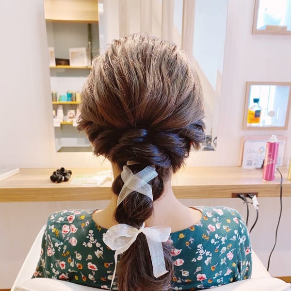 編み下ろしリボンアレンジ