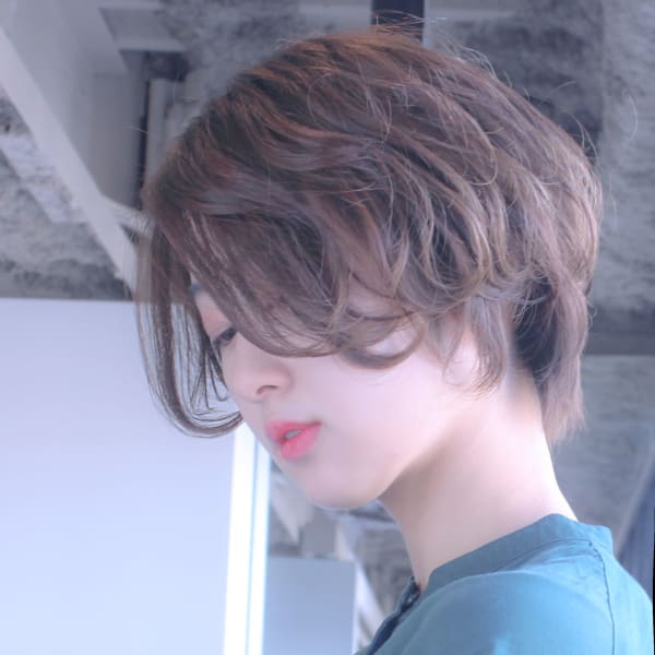 立体感丸みショートボブ×パーマ
