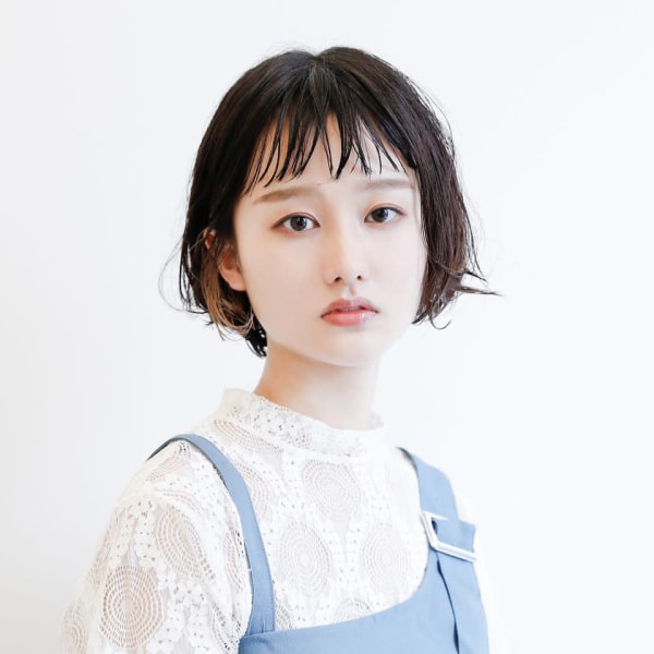 ミニボブ×パーマ×インナーカラー