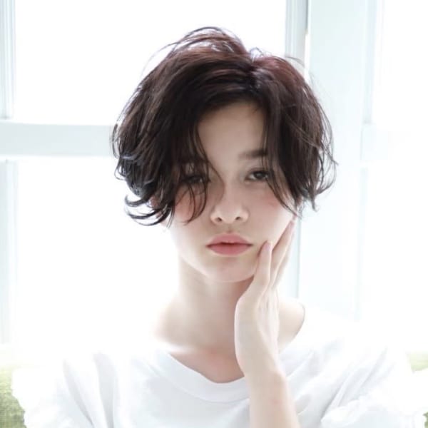 マニッシュショートボブ センターパート 前髪なし【平井】|liberate