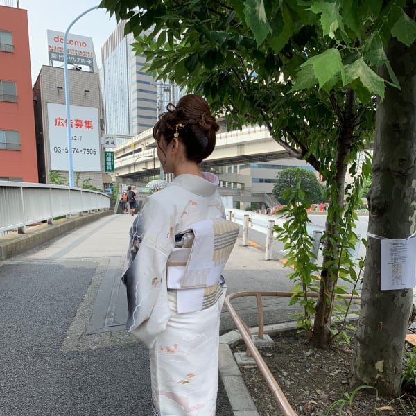 訪問着着付け(二重太鼓)ヘアセット