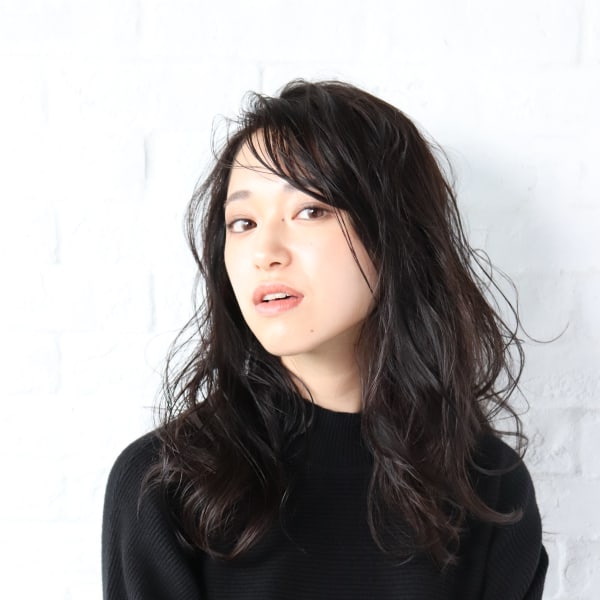 オススメ順 パーマ 黒髪 セミロングの髪型 ヘアスタイル 楽天ビューティ