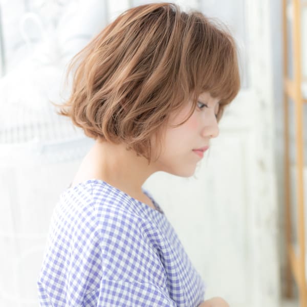 ゆるふわ質感☆大人かわいいくせ毛風小顔ボブ ルーズヘア