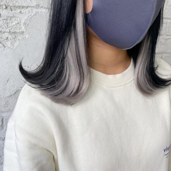 シルバーアッシュイヤリングカラーポイントエクステ7036