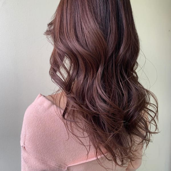 ピンクグレー☆レイヤーロング