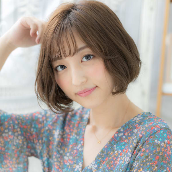 ひし形シルエット大人かわいい前下がりボブ 小顔ボブ