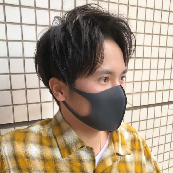 【中鉢】メンズセンターパート 刈り上げ