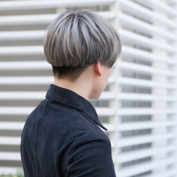 メンズネープレスマッシュ×ハイトーンアッシュグレージュ