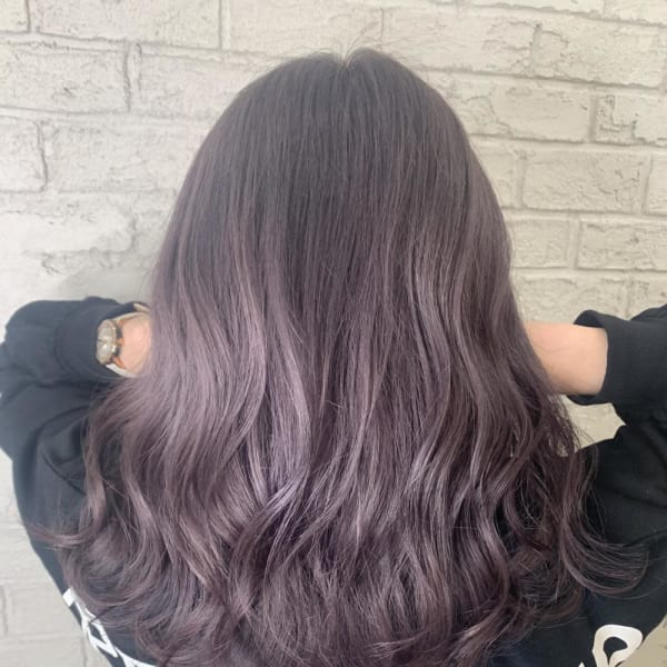 ラベンダーグレージュ抜け感ヘアパープルカラー艶感6147