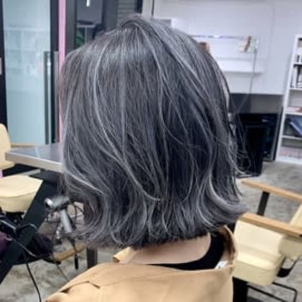 ボブ/グレージュ/ハイライト/グラデーション/白髪ぼかしも◯