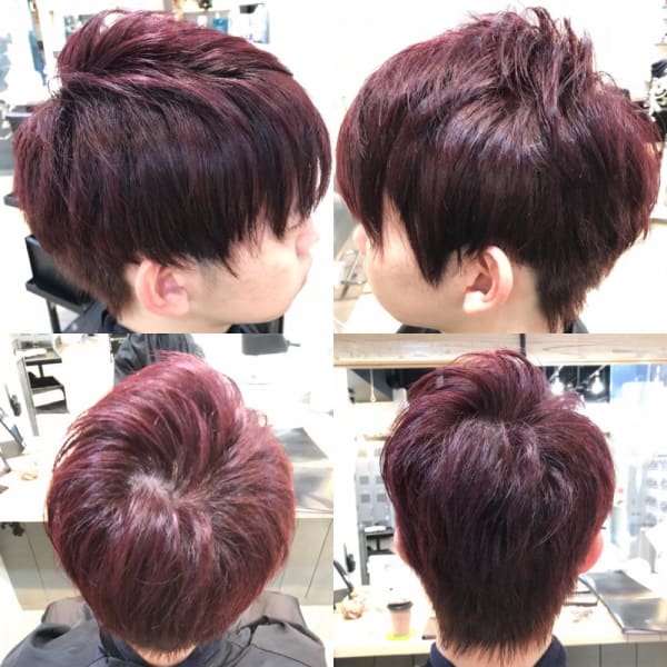 レッド系カラー×マッシュウルフ