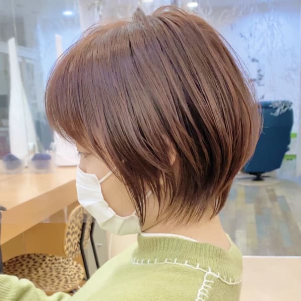 【中鉢】ショートボブ ピンクブラウン