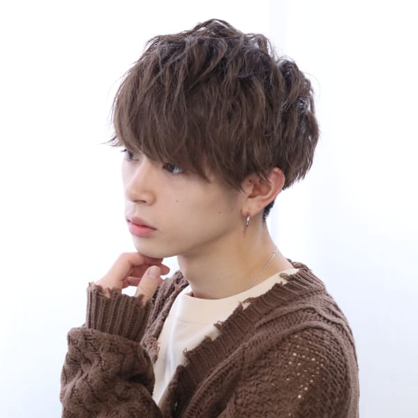 前下がりマッシュ×無造作パーマ