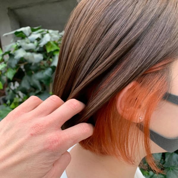 インナーカラーボブ オレンジ