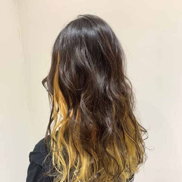 イエローインナーカラー（イエロー×グレー）