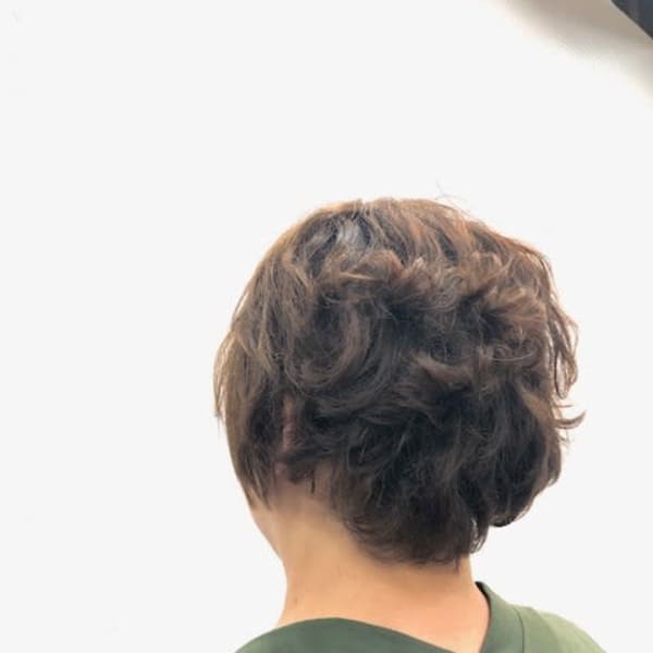 無造作ウェーブ/パーマ/ショート/くせ毛風パーマ/40代50