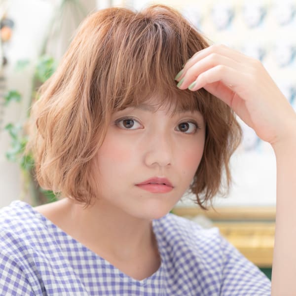 ゆるふわ質感☆大人かわいいくせ毛風小顔ボブ カール