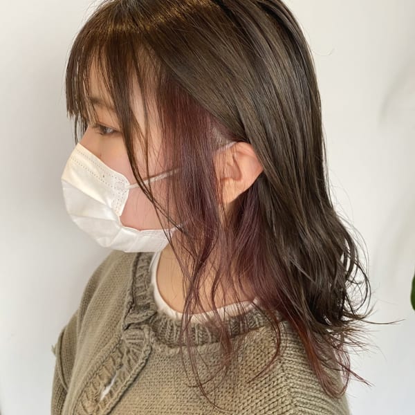 インナーカラー×ピンクベージュ