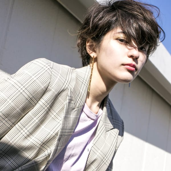 くすみブルーダークアッシュコンマヘアクールショートハンサム