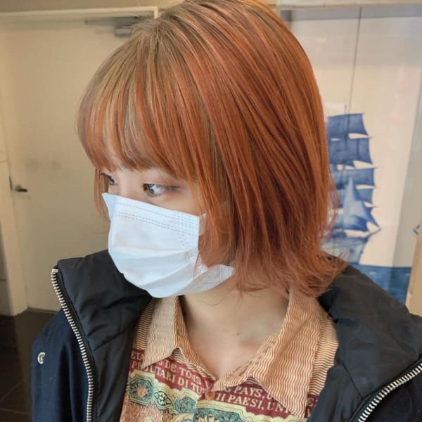 10代20代似合わせウルフカットオレンジカラー春/naomi