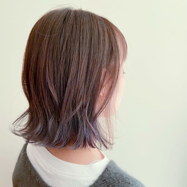 ラベンダー裾カラーフェイスフレーミング