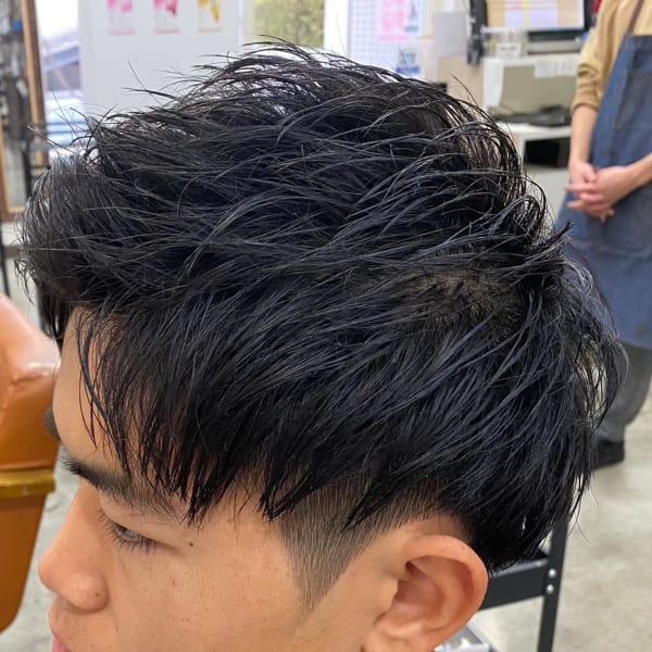 ツーブロック×束感アップバング|barbershop Rudus