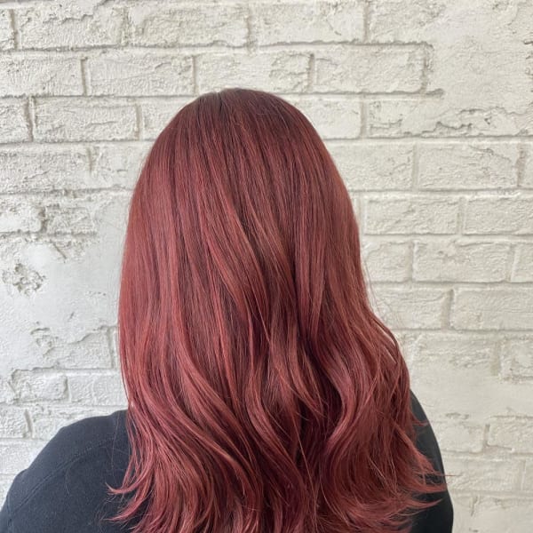 カシスレッド暖色カラー赤髪ボルドー韓国風7066