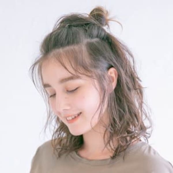 ゆるふわお団子ハーフアップ