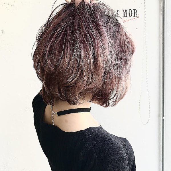 Rumor×ボブ・ハイライトカラー【ピンクアッシュカラー】