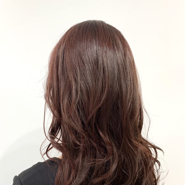ピンクブラウン×艶ゆる巻きロング|Hair&color le jardin 葛西店