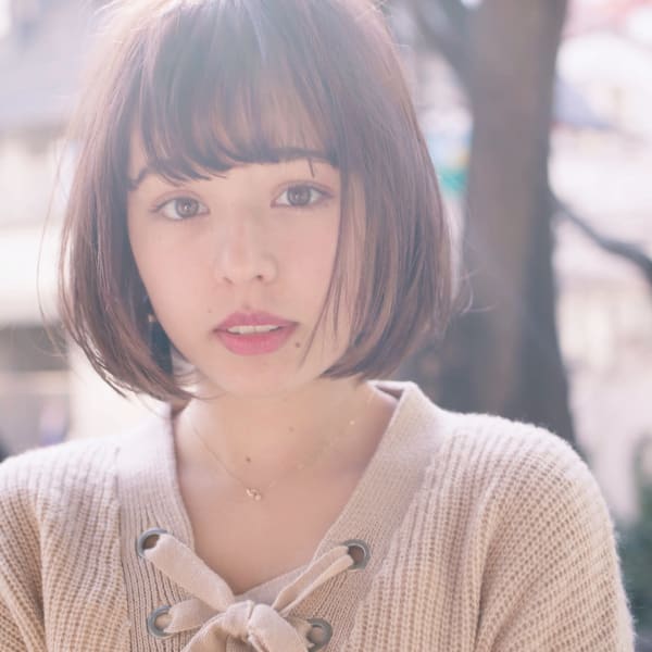 くすみピンクメルティカラーナチュラルスリークボブ