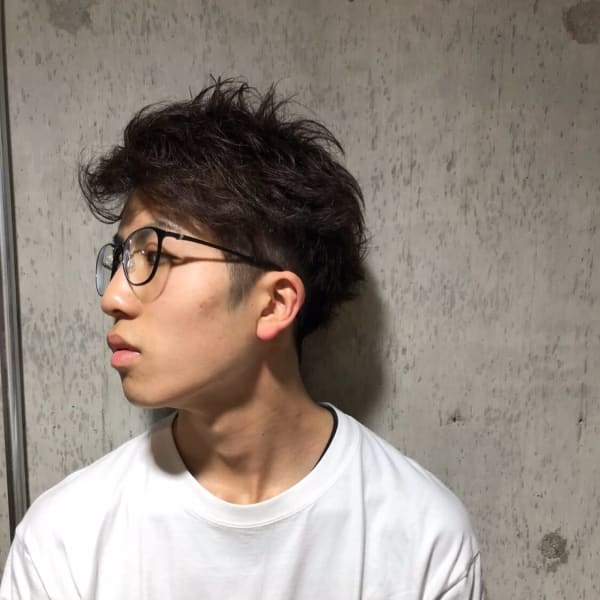 前下がりメンズカット/サイドパート/フェードカット/ニュアン|jujur