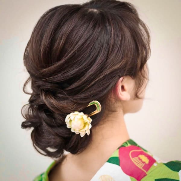 浴衣等に！編み込みアップ